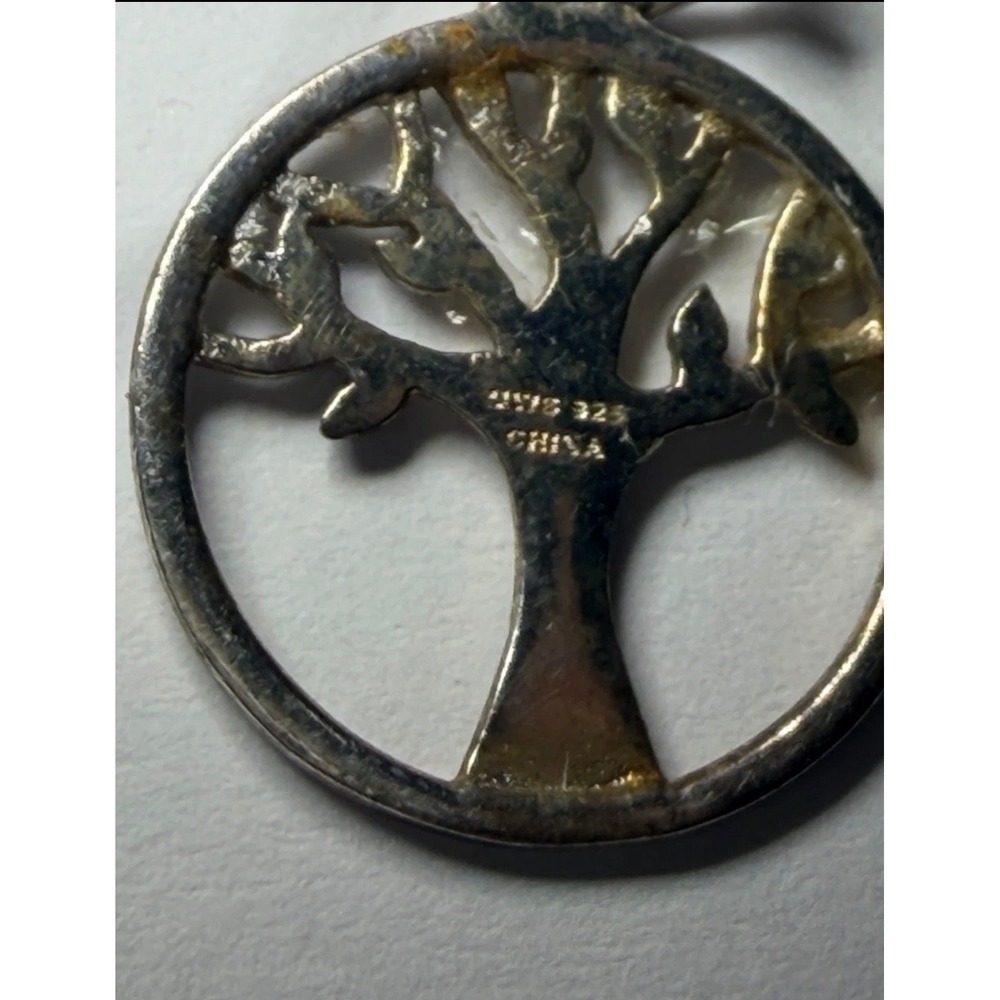 Sterling Silver 925 Tree of Life Circle Drop Hook Earrings Nature Jewelry - Picture 4 of 5